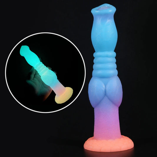 Exotic 9 inch Monster Dildo Long Butt Plug - Luminous Knotted Dildos Women Masturbation