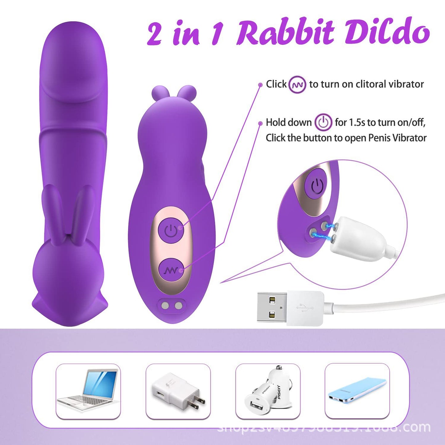 Vibromasseur clitoridien télécommandé pour point G - Pinces à clitoris lapin - Gode anal - Jouet sexuel féminin