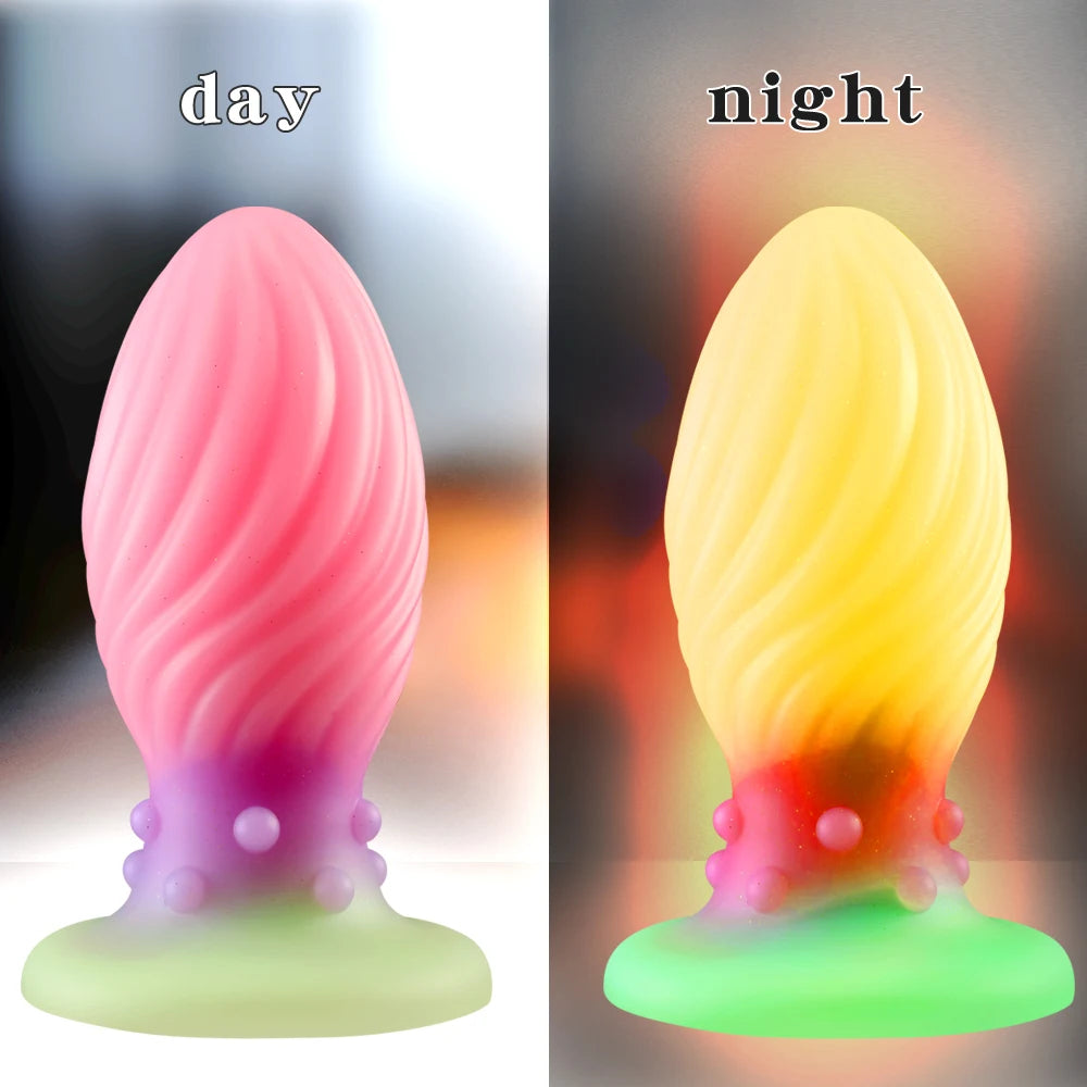 Leuchtender Analdilatator-Buttplug - Rosa Analdildo geknotetes Sexspielzeug aus Silikon für Frauen