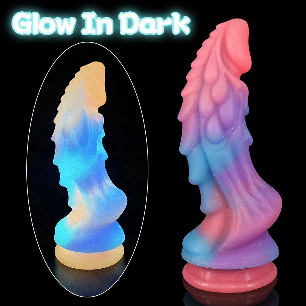 Leuchtender Monsterdildo-Buttplug – exotischer Drache, Analdildo, Sexspielzeug für Frauen und Männer
