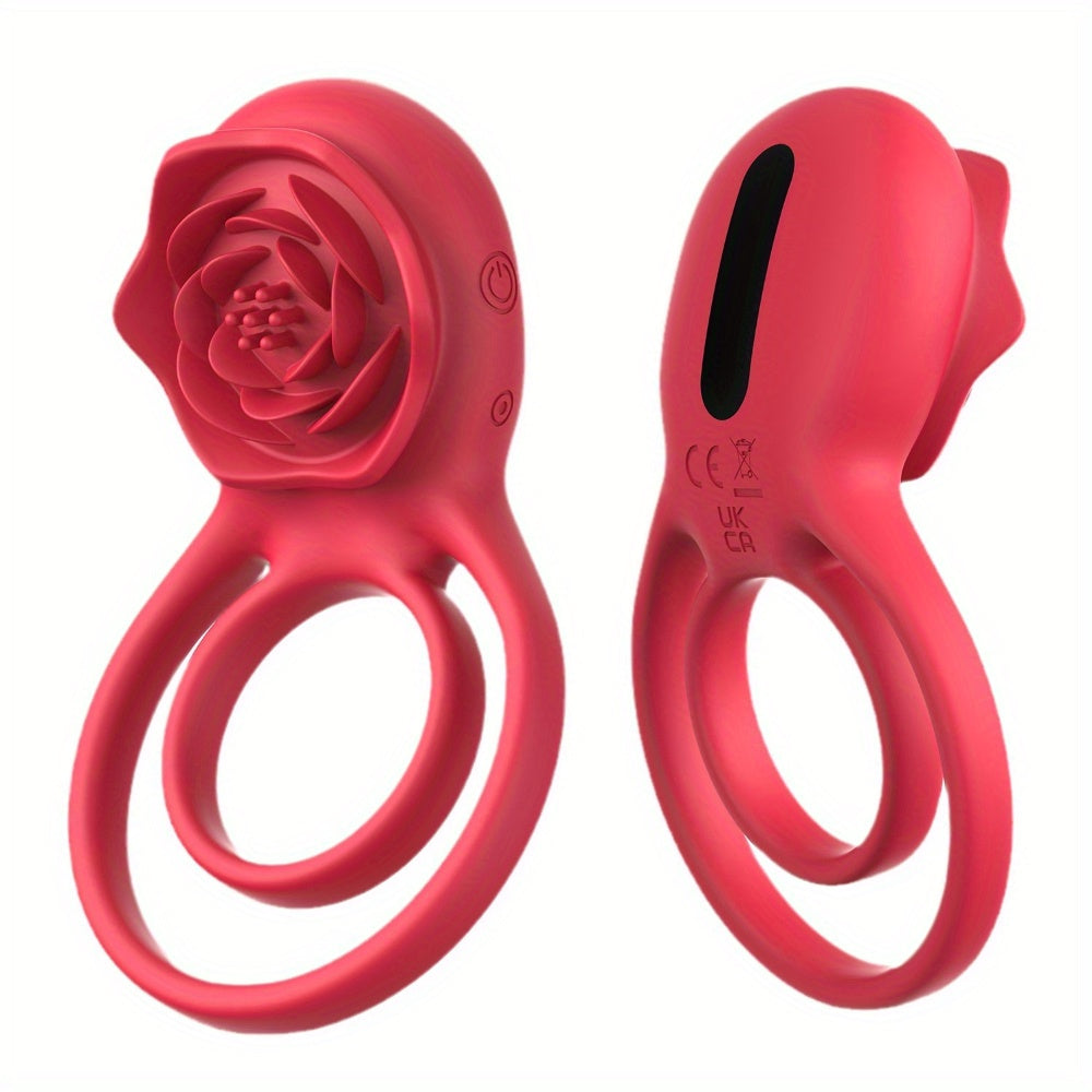 Anneau pénien vibrant clitoridien Rose - Stimulateur de clitoris télécommandé Double anneaux Couple Sex Toys