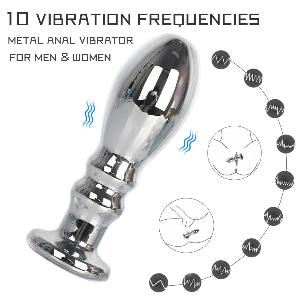 Vibrierender Dildo-Buttplug – Metalldildos G-Punkt-Prostata-Massage-Analspielzeug