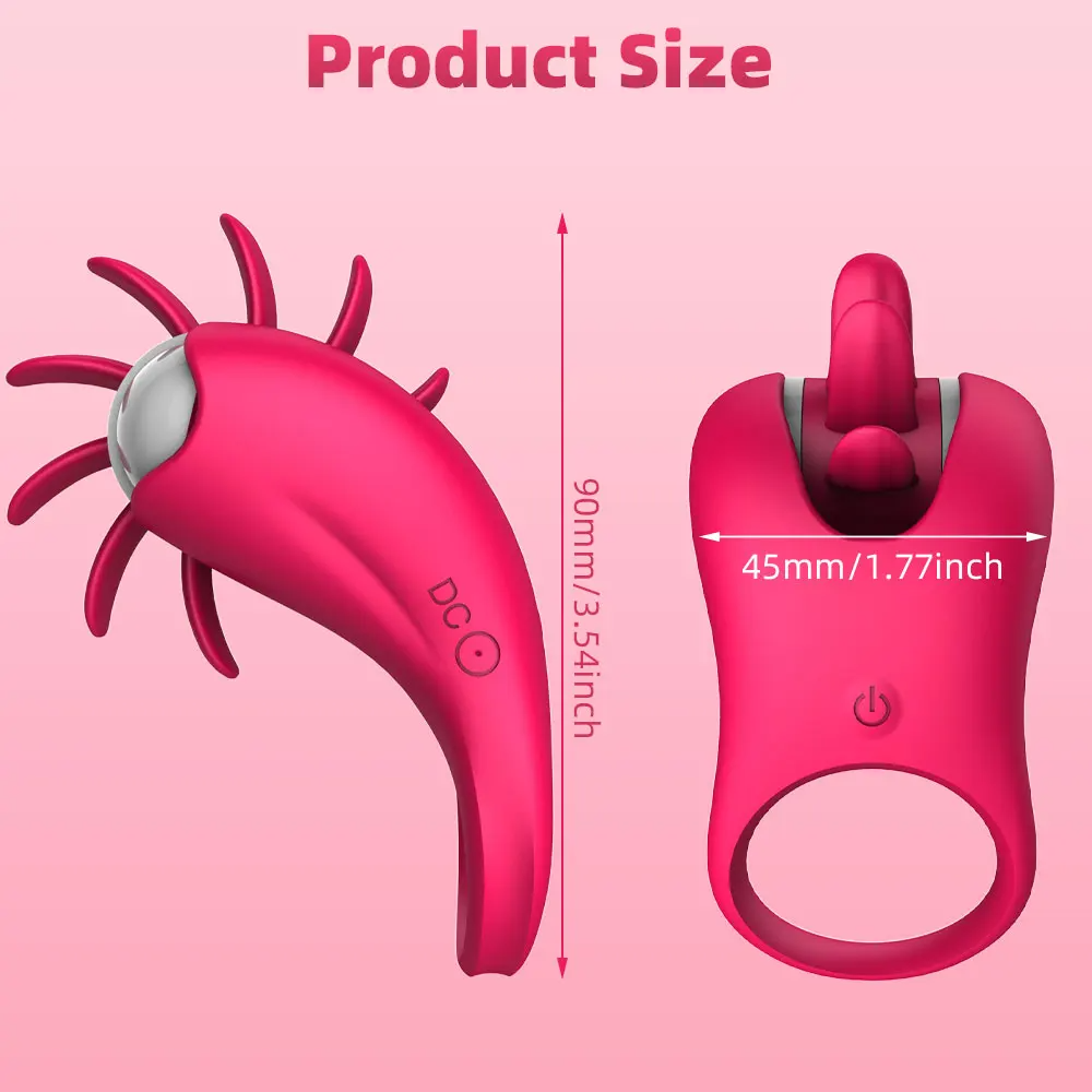 Anneau pénien vibrant léchant la langue stimulateur de clitoris - 10 modes d'éjaculation retardée plaisir amélioré