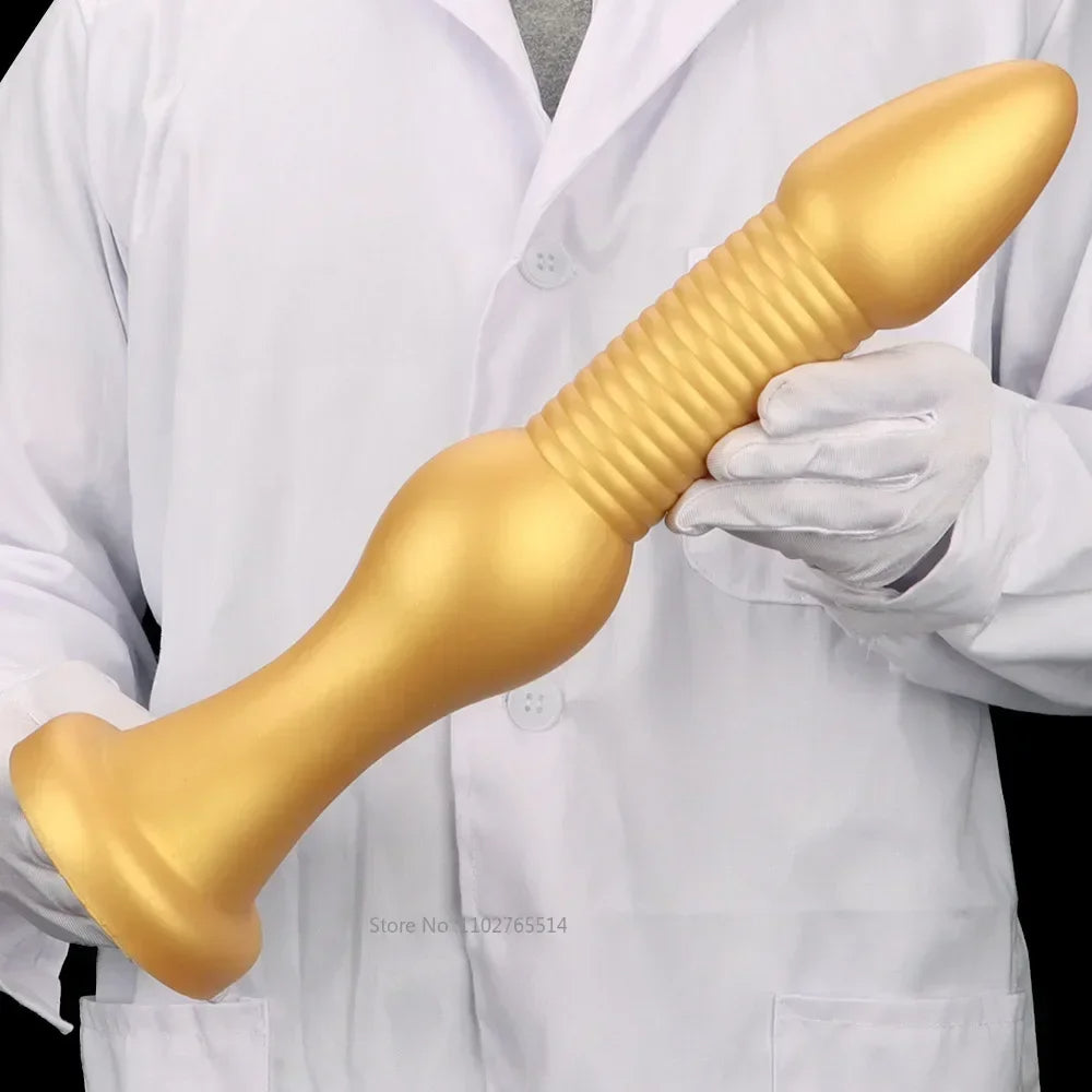 Riesiger Analdildo aus Silikon – geknotetes G-Punkt-Prostatamassagegerät mit Saugnapf, Sexspielzeug