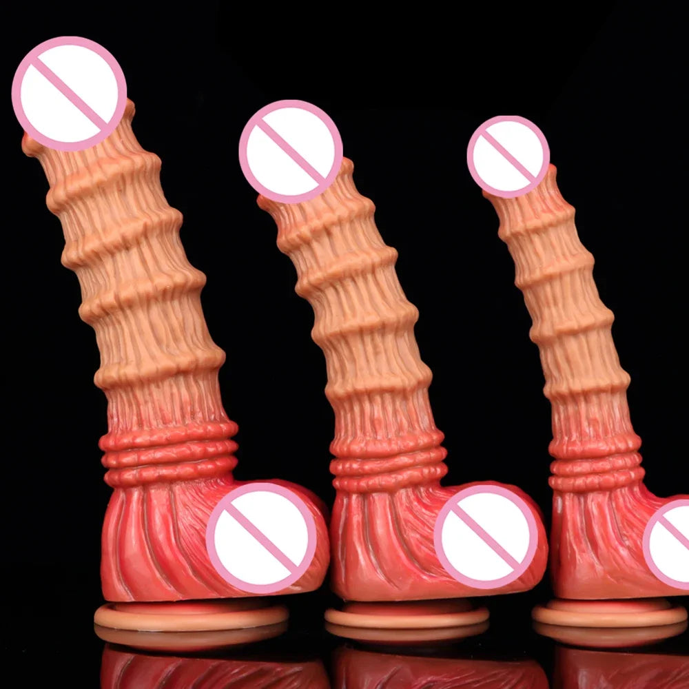 Huge Monster Anal Dildo Butt Plug - Big Threads Fantasy Dildos Female Sex Toy