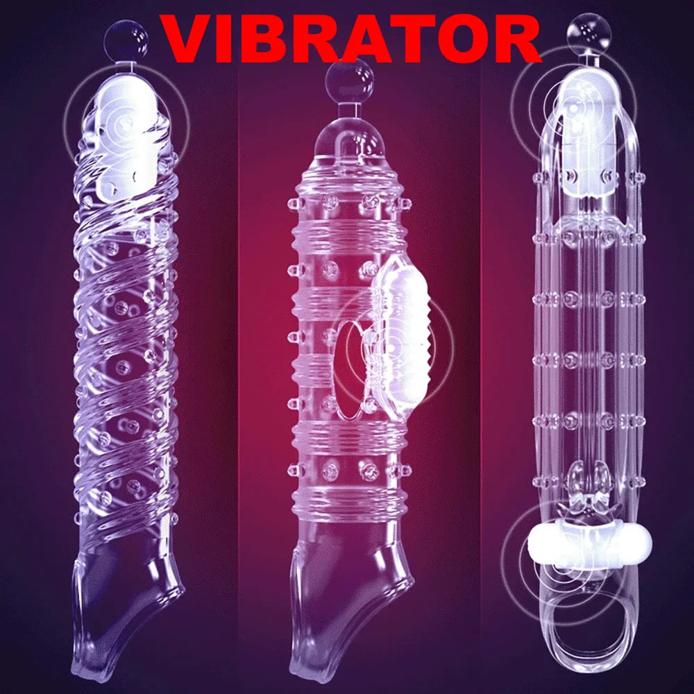 Cock Sleeve Vibrating Penis Enlarger - Vagina Clit Stimulator Condom M Domlust Cock Sleeve Vibrating Penis Enlarger - Vagina Clit Stimulator Condom M Domlust