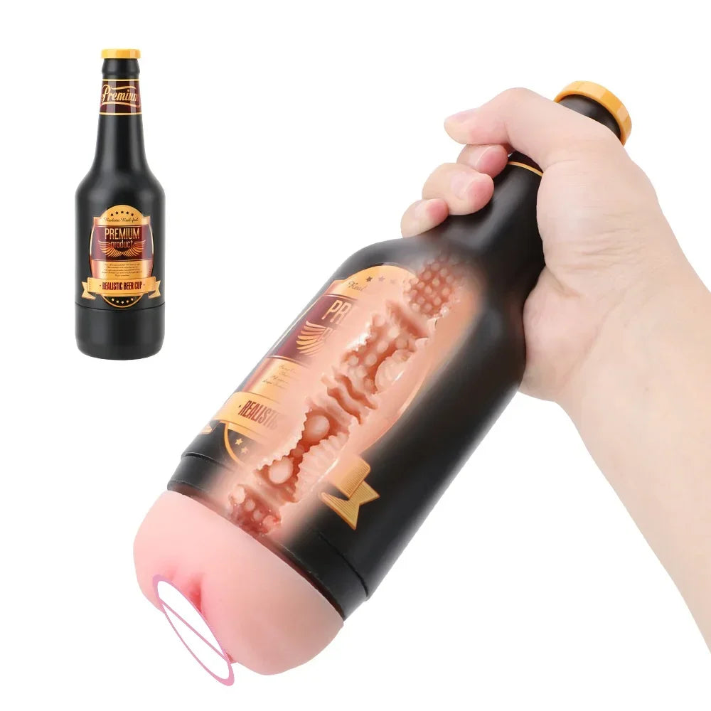 Beer Bottle Men Masturbation Cup - Realistic Vagina Pocket Pussy Male Domlust Beer Bottle Men Masturbation Cup - Realistic Vagina Pocket Pussy Male Domlust