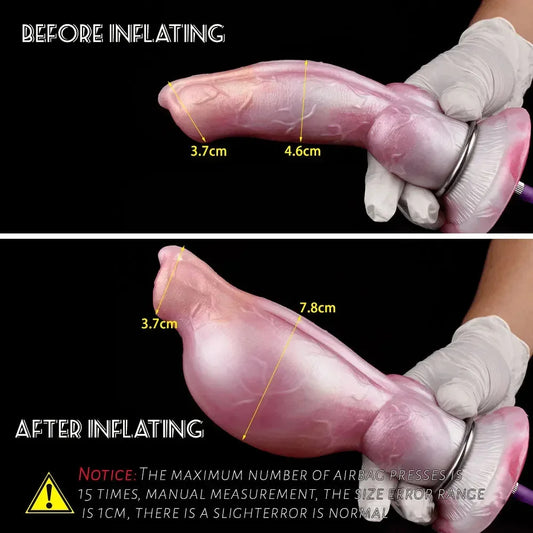 Inflatable Dog Dildo Butt Plug - Exotic Silicone Canine Anal Expander Vaginal Masturbator