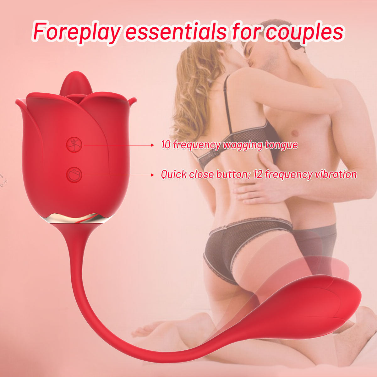 Jouet sexuel rose à œuf vibrant léchant un clitoris à double extrémité - Vibromasseur clitoridien pour femmes G Spot