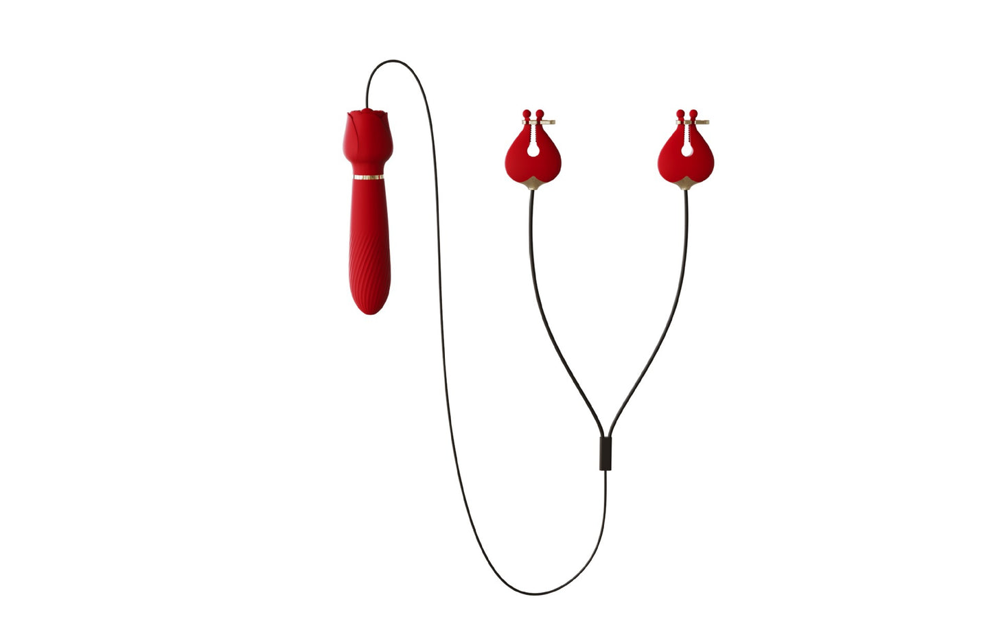 G-Punkt-Vibrationsdildo, Doppel-Nippelklemmen-Vibrator – 2-in-1-Rosen-Sexspielzeug für Frauen