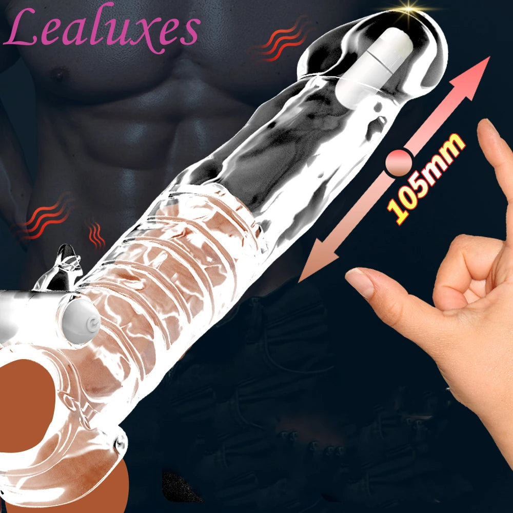 Gelée Silicone manchon de coq vibrant pénis Extender retard éjaculation préservatif jouets sexuels pour hommes