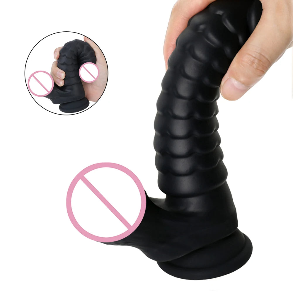 Silicone Black Dildo - Big Ripples Monster Dildos Anal Plug Sex Toys - Domlust