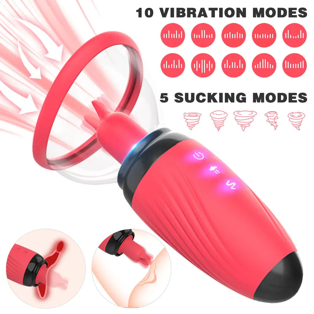 Clitoral Tongue Vibrator Female Sex Toys - Nipple Clamps Pussy Pump Vibrating Clit Sucker