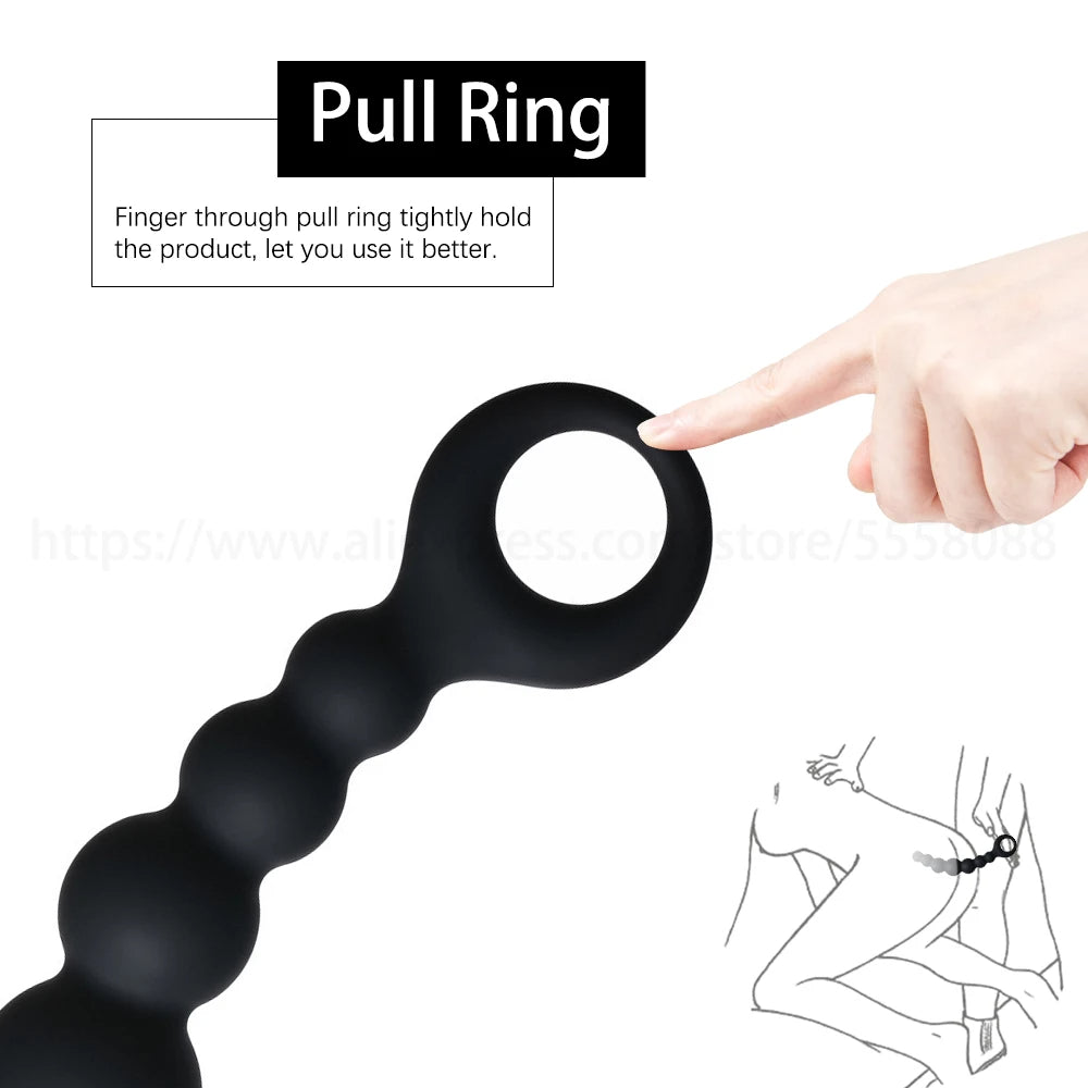 Godemichet anal en silicone de 7 pouces - 7 perles anales - Jouets pour prostate pour hommes et femmes