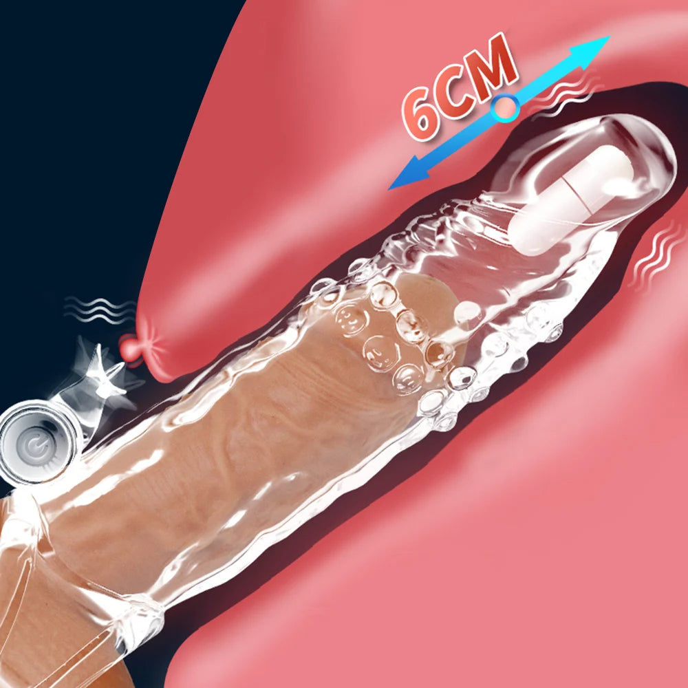 Gelée Silicone manchon de coq vibrant pénis Extender retard éjaculation préservatif jouets sexuels pour hommes