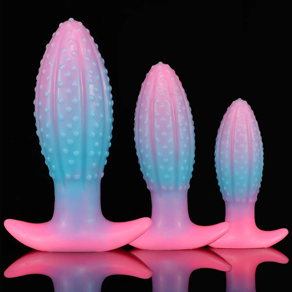 Luminous Silicone Dildo Butt Plug - Knots Anal Dildos Sex Toys for Women Men