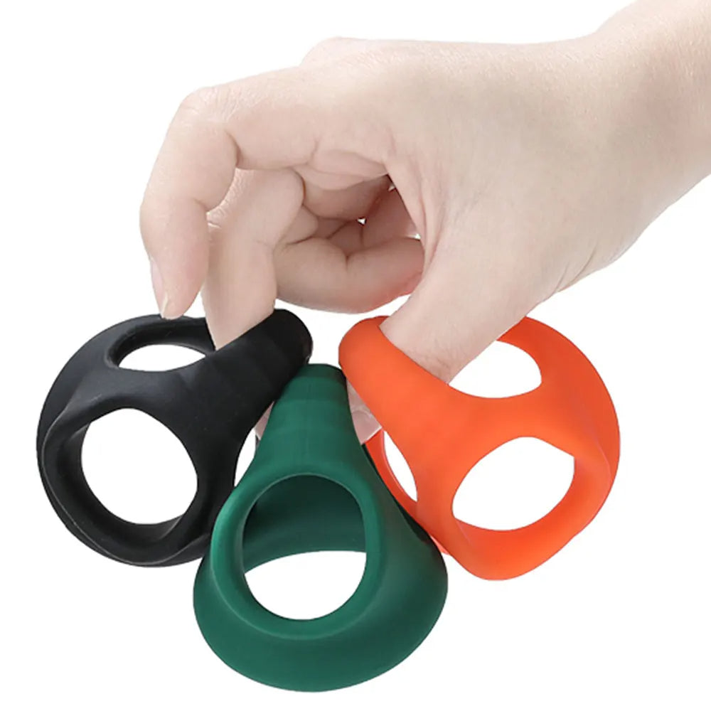 Jouet sexuel masculin en anneau pénien en silicone - Massage du pénis à double cockring à éjaculation retardée