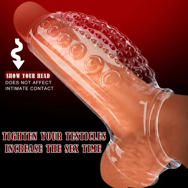 Extenseur de pénis vibrant - Anneau pénien en gelée, préservatif pour retarder l'éjaculation, jouet sexuel masculin