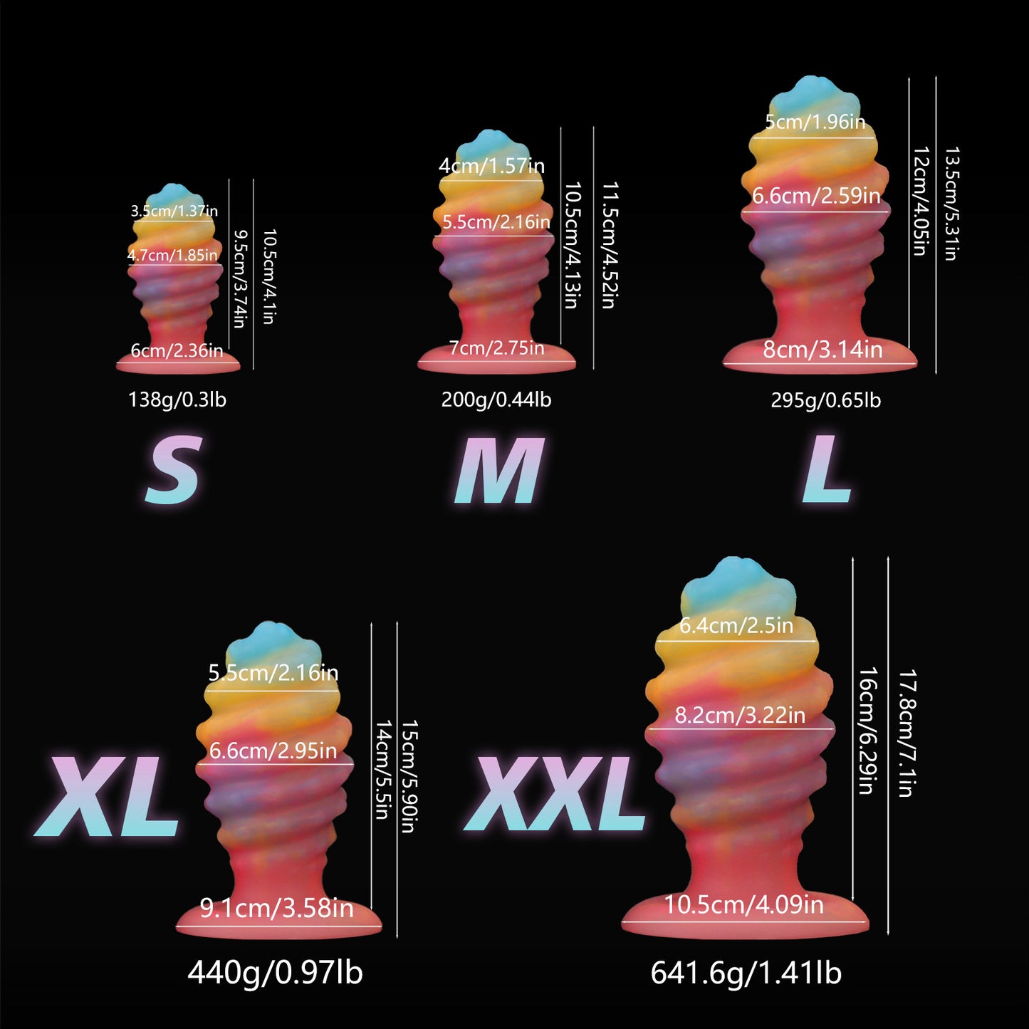 Luminous Conch Anal Dildo Butt Plug - Colorful Sprial Monsterdildo Vaginal Prostate Massager