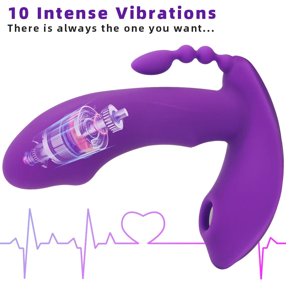 Vibromasseur pour femme télécommandé - Gode anal Vibromasseur point G Clit Sucer Perles anales vibrantes Jouet sexuel