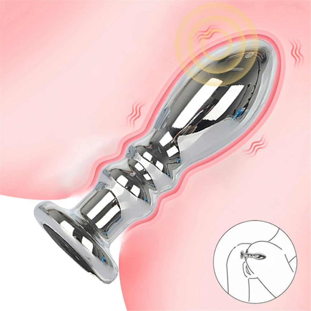 Vibrierender Dildo-Buttplug – Metalldildos G-Punkt-Prostata-Massage-Analspielzeug