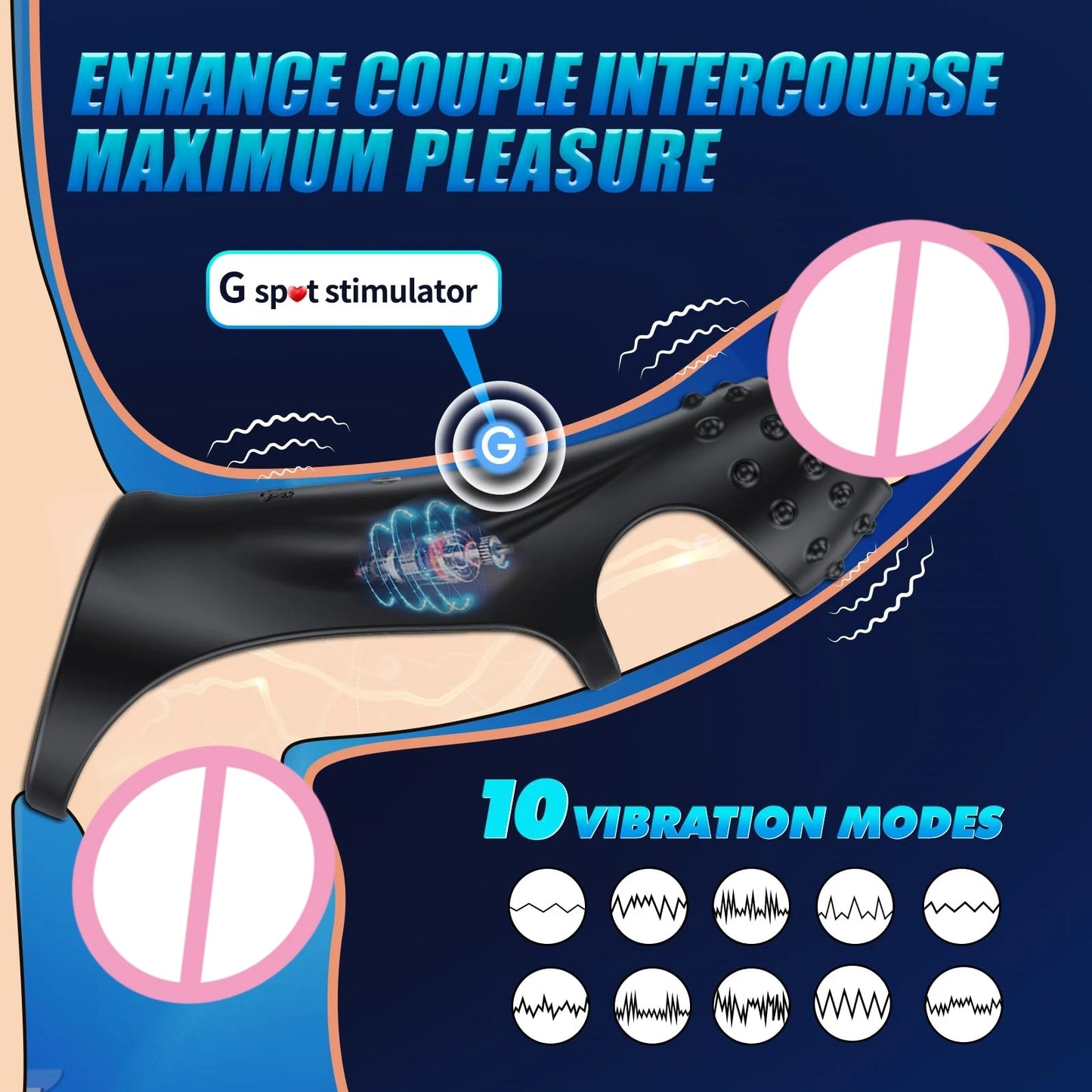 Jouet sexuel vibrant à manchon coq télécommandé pour hommes - Triple anneaux de pénis retardateur