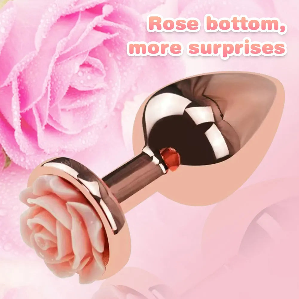 Roségoldener Buttplug – 3-teiliger Metall-Analplug, Sexspielzeug für Männer, Frauen, Anfänger
