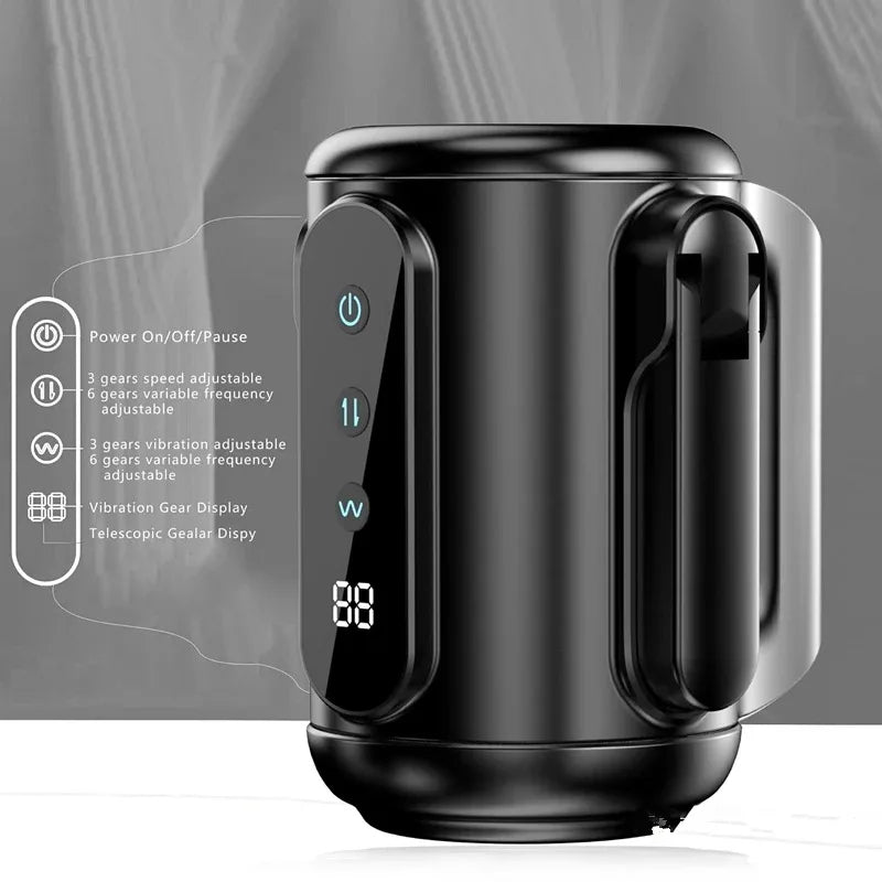 Masturbateur télescopique mâle adulte Stroker - Oral Sucker Fellation Sex Toy pour hommes avec poignées