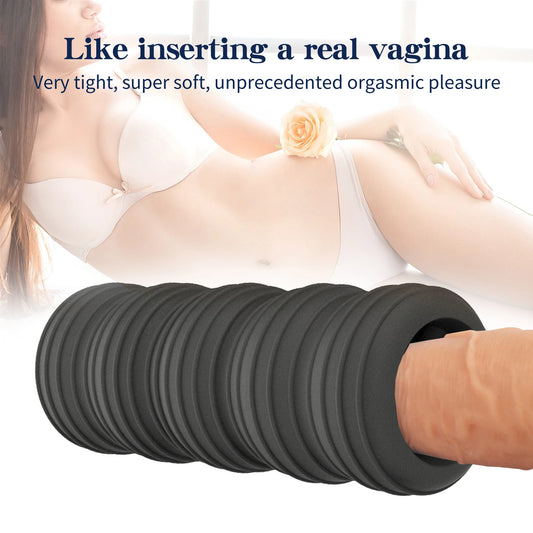 Silicone Pocket Pussy Masturbation Sleeve - Strechy Realistic Vagina Penis Massager