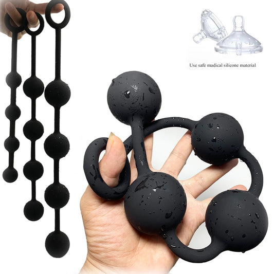 Long Anal Beads Butt Plug - Silicone Balls Vagina Anal Sex Toy for Women Men Masturbation