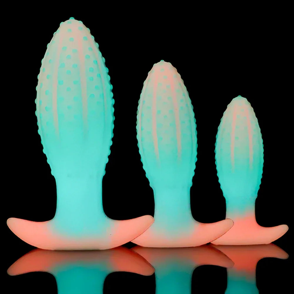 Luminous Silicone Dildo Butt Plug - Knots Anal Dildos Sex Toys for Women Men