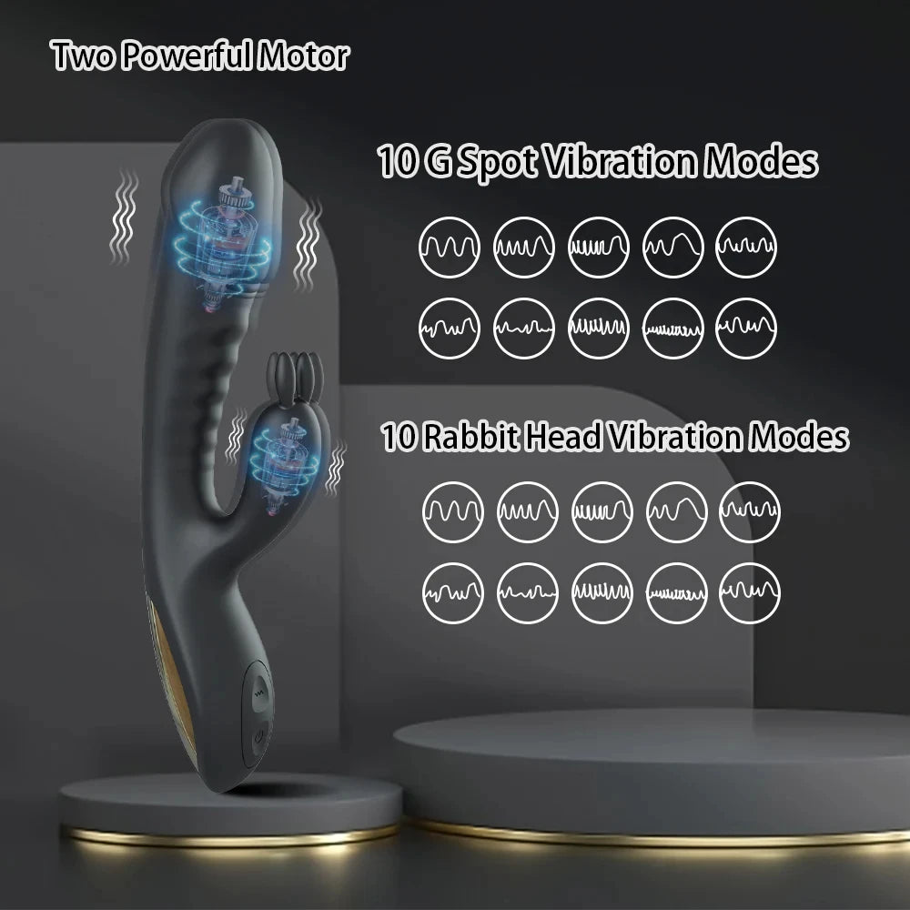 Clit Clamps Rabbit Vibromasseur - Gode vibrant Double extrémité G Spot Stimulateur clitoridien
