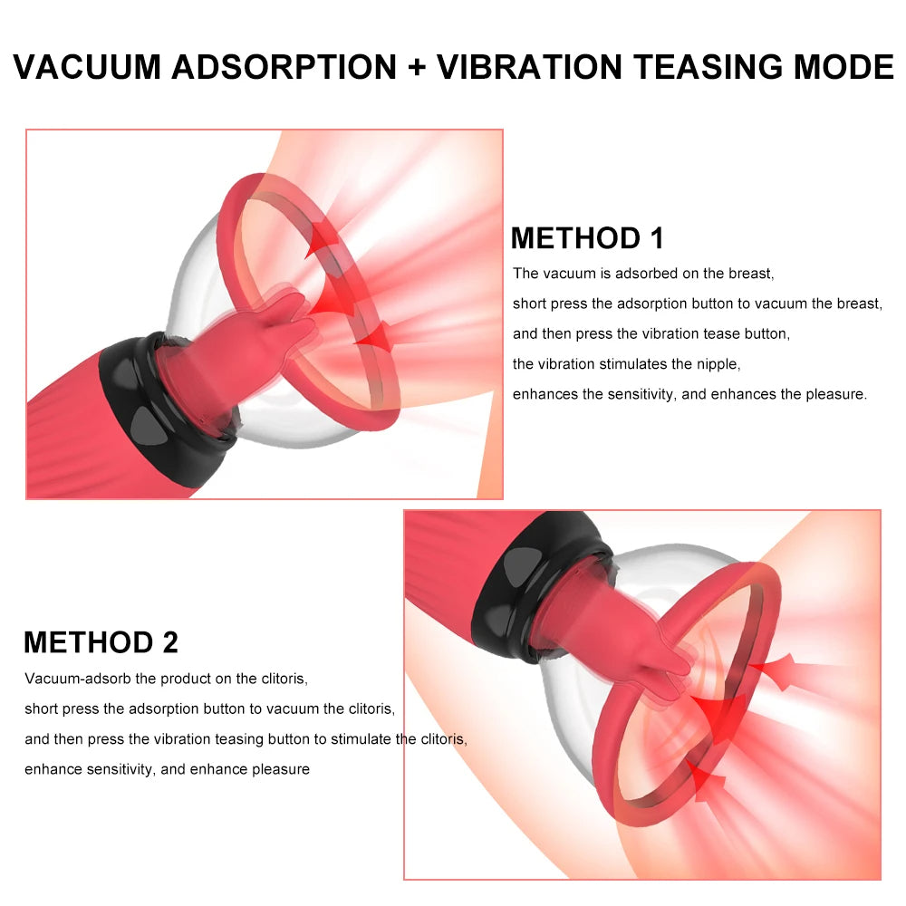 Clitoral Tongue Vibrator Female Sex Toys - Nipple Clamps Pussy Pump Vibrating Clit Sucker