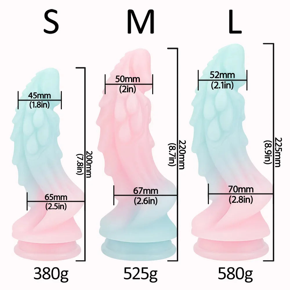 Drachenmonster-Dildo-Buttplug – leuchtende Macaron-Farbe, Fantasy-Dildos, Sexspielzeug für Frauen