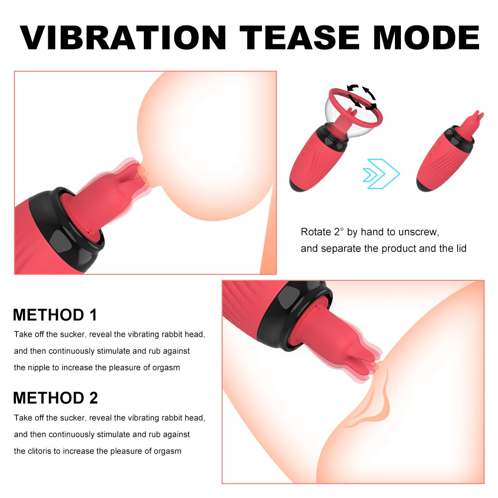 Clitoral Tongue Vibrator Female Sex Toys - Nipple Clamps Pussy Pump Vibrating Clit Sucker