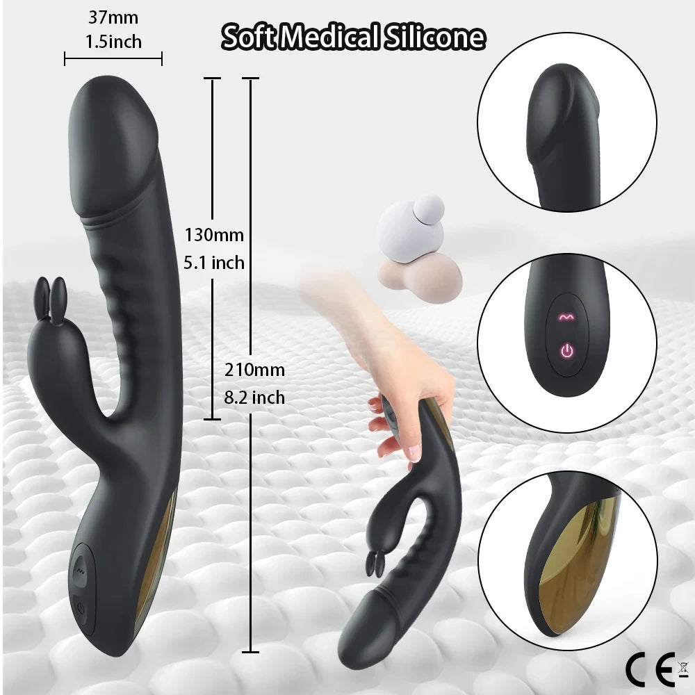 Clit Clamps Rabbit Vibromasseur - Gode vibrant Double extrémité G Spot Stimulateur clitoridien