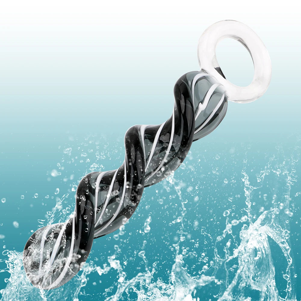 Spiral Glass Dildo Butt Plug - Crystal Anal Dildo Prostate Massager