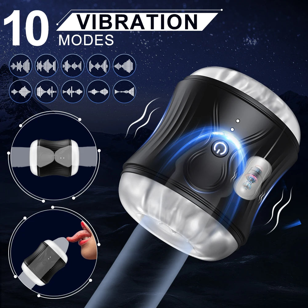 Masturbateur masculin vibrant de poche - Massage réaliste du pénis vaginal en silicone