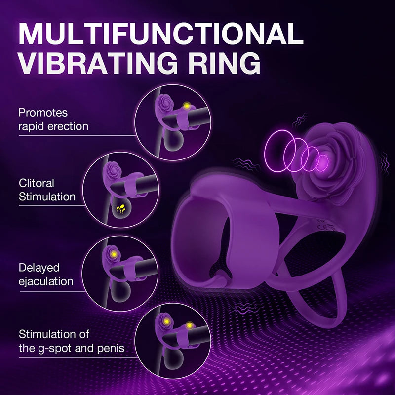 Anneau pénien vibrant télécommandé Domlust - Stimulateur de clitoris rose violet, jouet sexuel pour couple