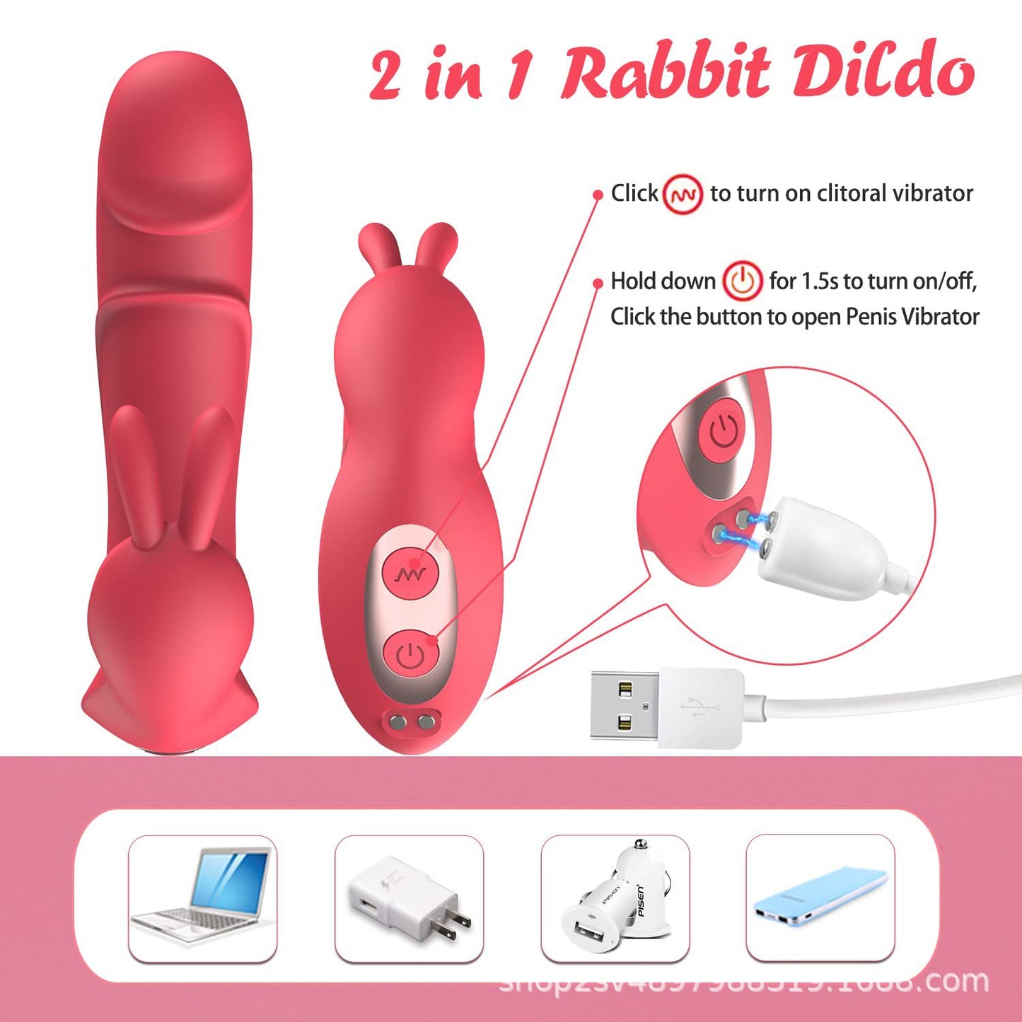 Vibromasseur clitoridien télécommandé pour point G - Pinces à clitoris lapin - Gode anal - Jouet sexuel féminin