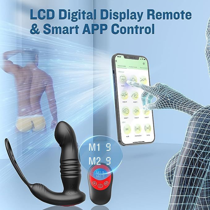 Vibrateur anal de gode de poussée d'anneau de coq vibrant de contrôle d'APP - jouets sexuels masculins de contrôle à distance
