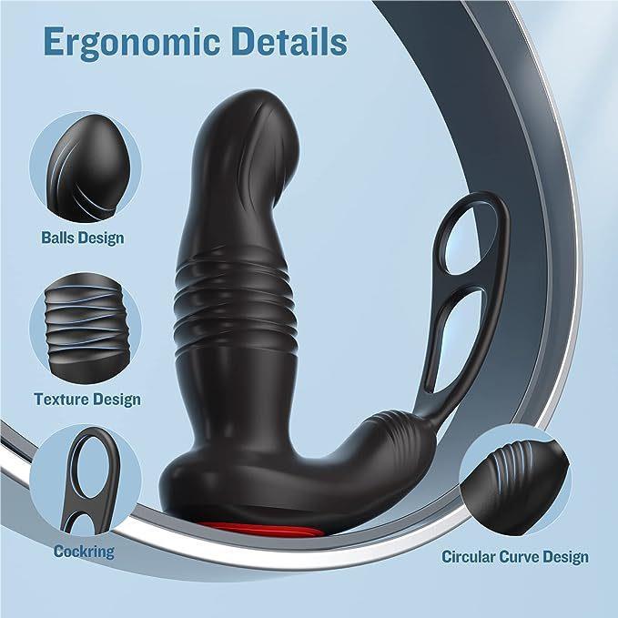 Vibrateur anal de gode de poussée d'anneau de coq vibrant de contrôle d'APP - jouets sexuels masculins de contrôle à distance