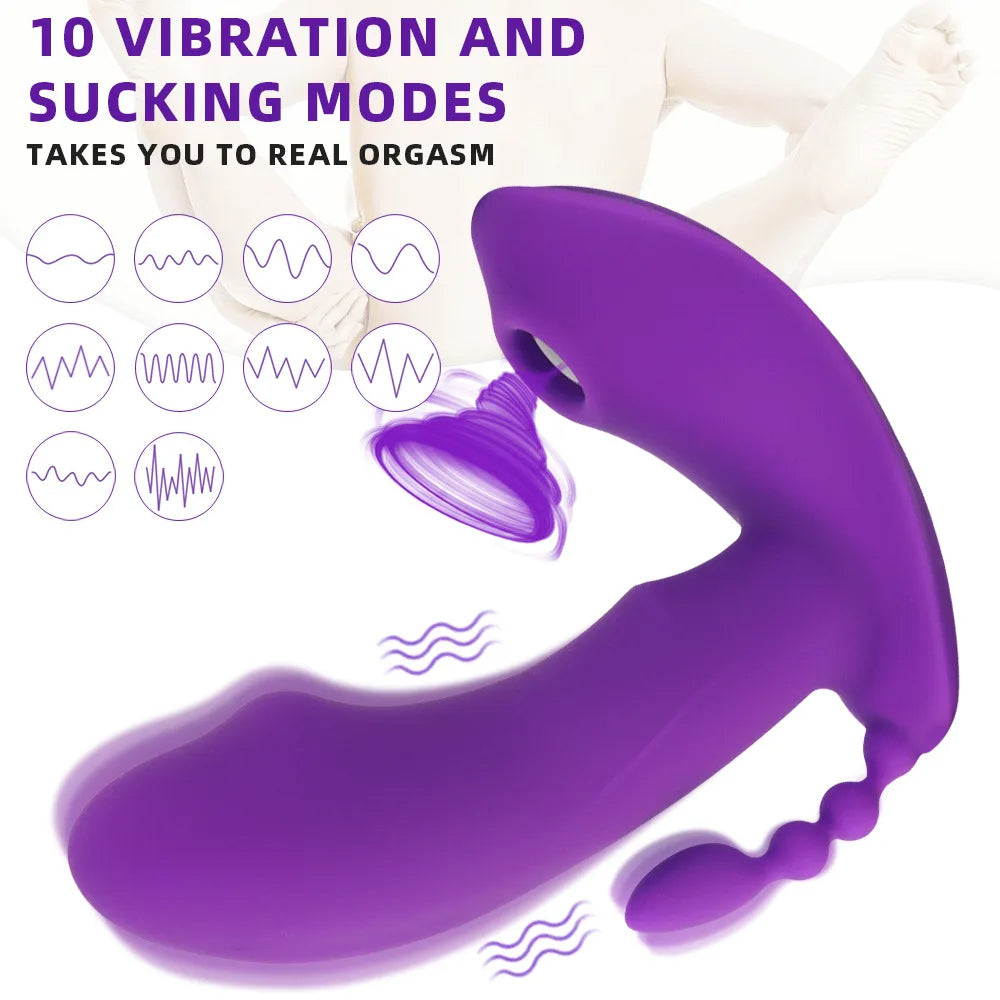 Vibromasseur pour femme télécommandé - Gode anal Vibromasseur point G Clit Sucer Perles anales vibrantes Jouet sexuel