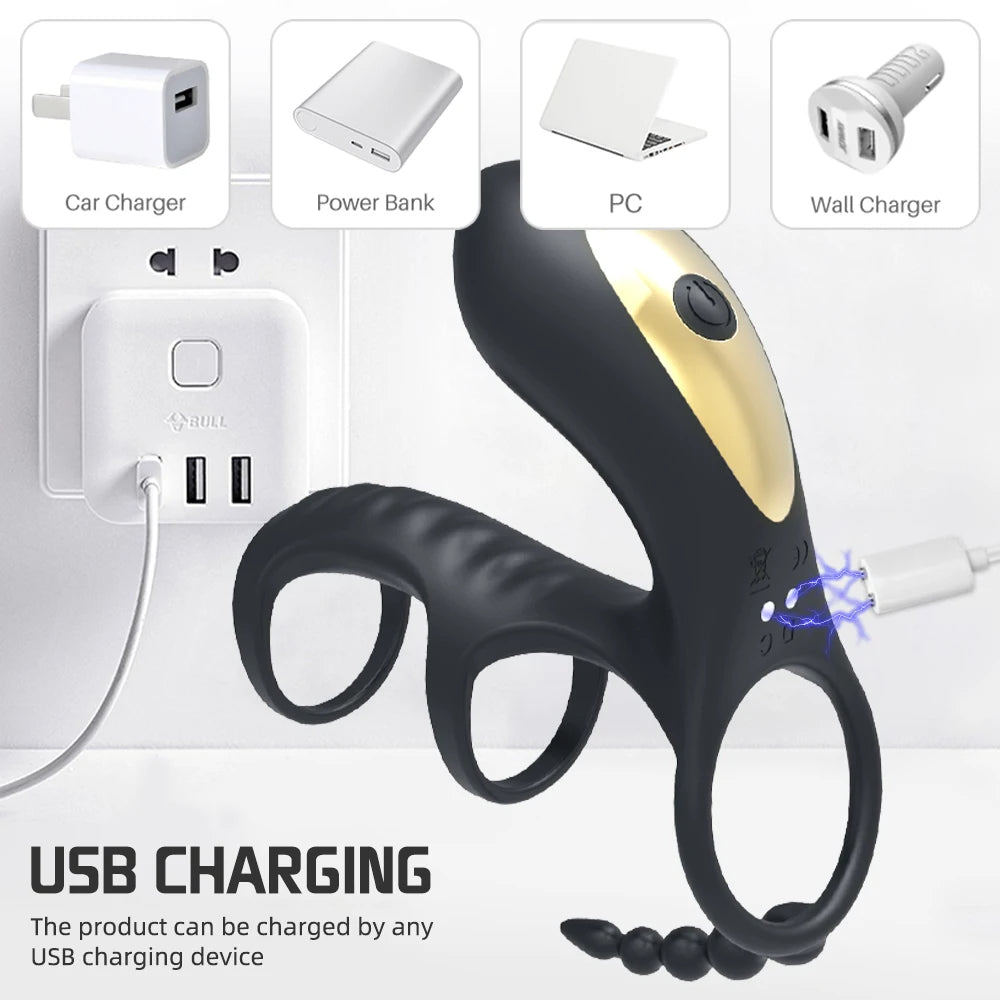 Double anneau pénien avec succion de clitoris oral télécommandé - Jouets sexuels pour couple 3 en 1.