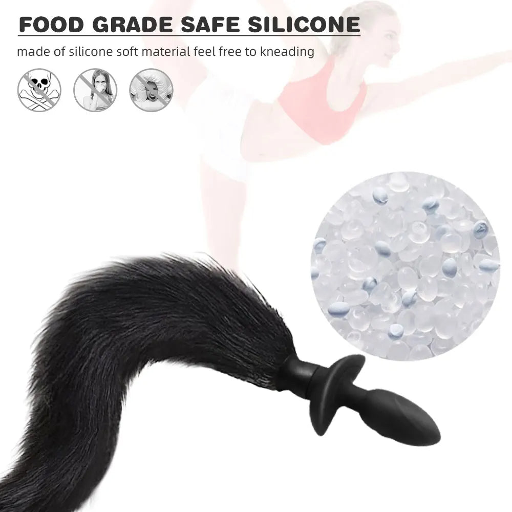 Fake Fox Tail Butt Plug - Remote Control Vibrating Anal Plug Rotating Panty Vibrator Play