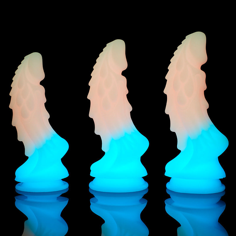 Leuchtender Drache-Monsterdildo-Buttplug – Exotisches Silikon-Dildo-Sexspielzeug mit Saugnapf