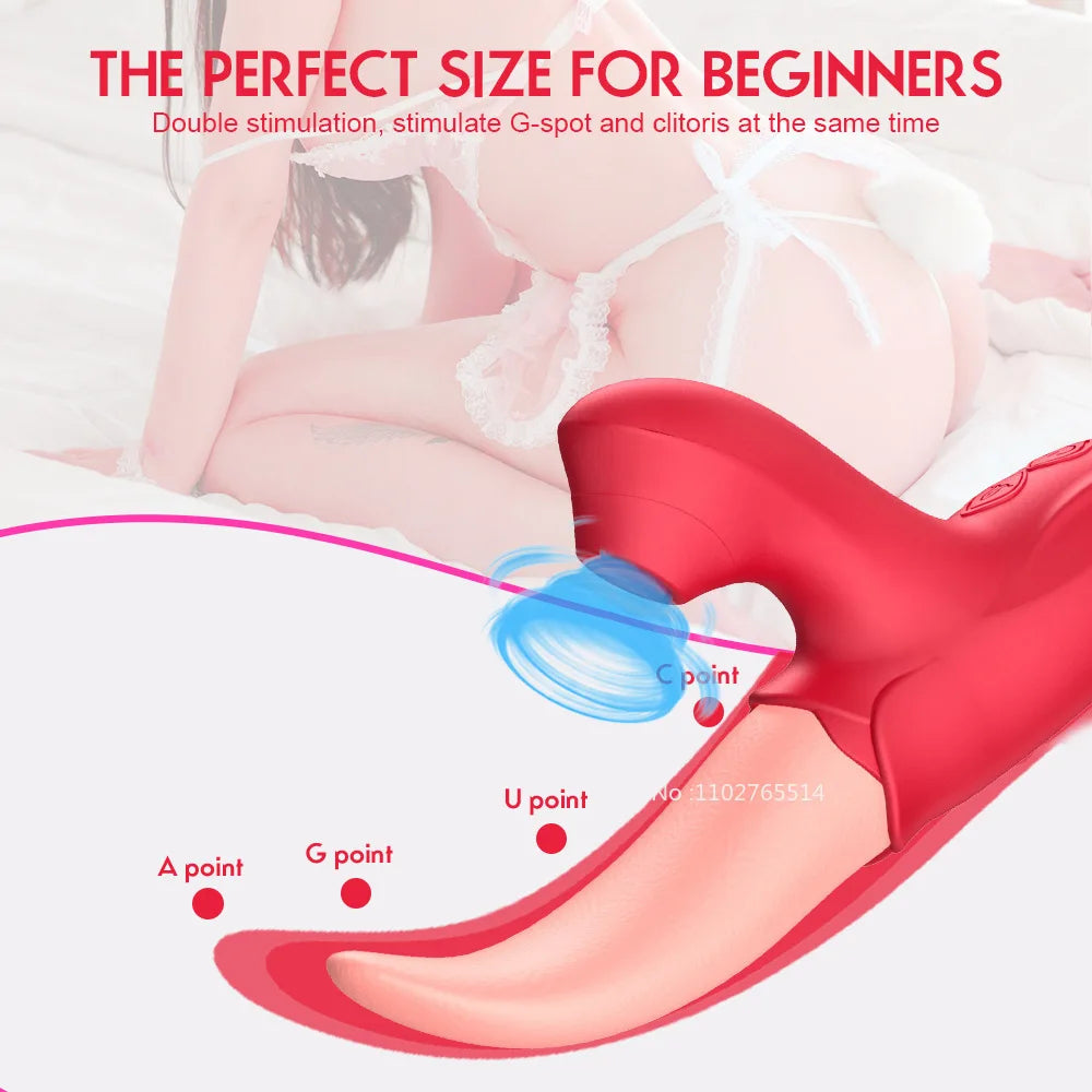 Stimulateur de point G de clitoris de langue réaliste-fantastique vagin léchant clitoridien sucer jouet sexuel féminin