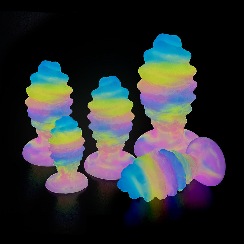 Luminous Conch Anal Dildo Butt Plug - Colorful Sprial Monsterdildo Vaginal Prostate Massager