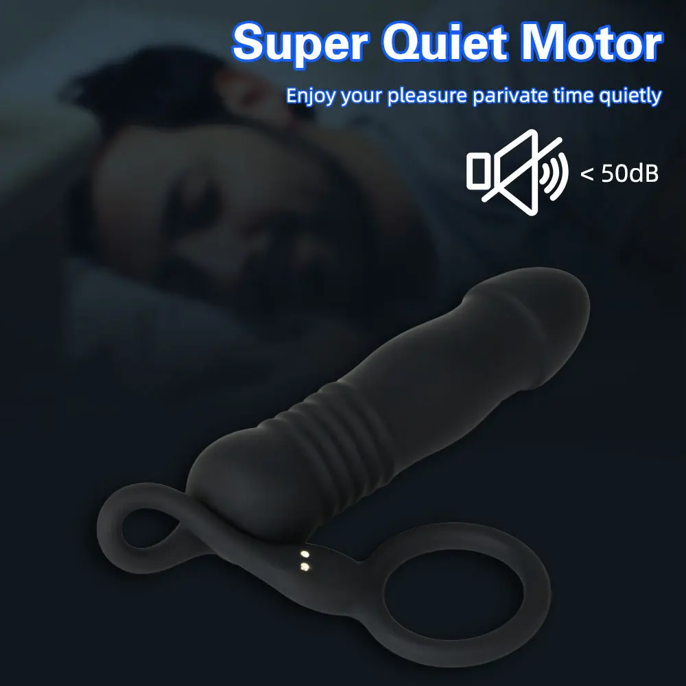 Fernbedienungs-Stoßdildo-Analplug - Penisring-Trainer für verzögerte Ejakulation
