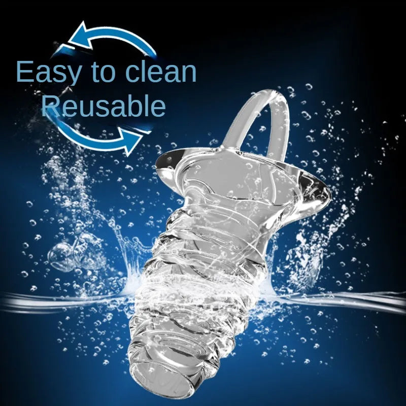 Agrandisseur de pénis à manchon Jelly Cock - Anneau de pénis retarde l'éjaculation Préservatif Sex Toy pour hommes